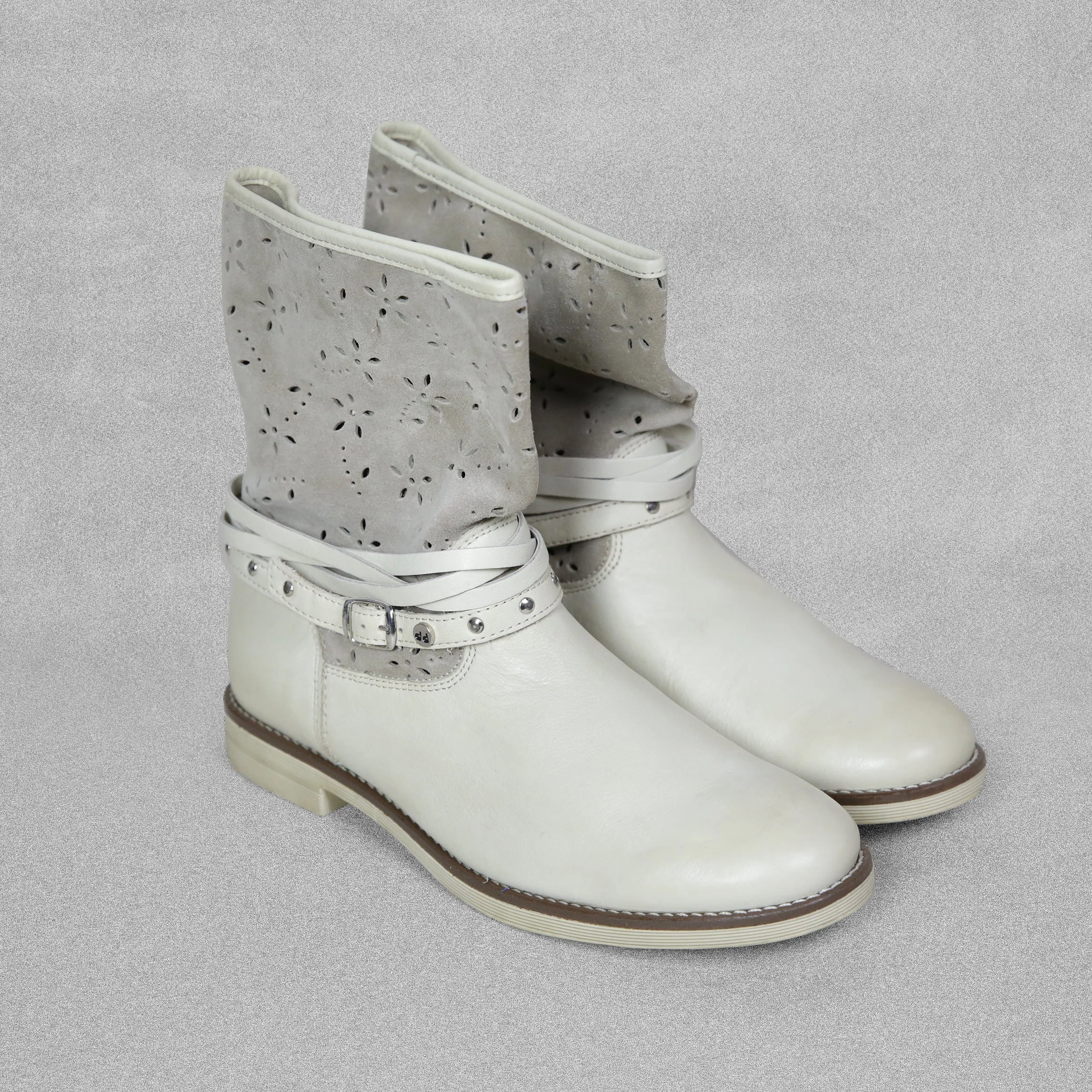 'Froddo' Cream & Taupe Leather and Suede Ankle Boots