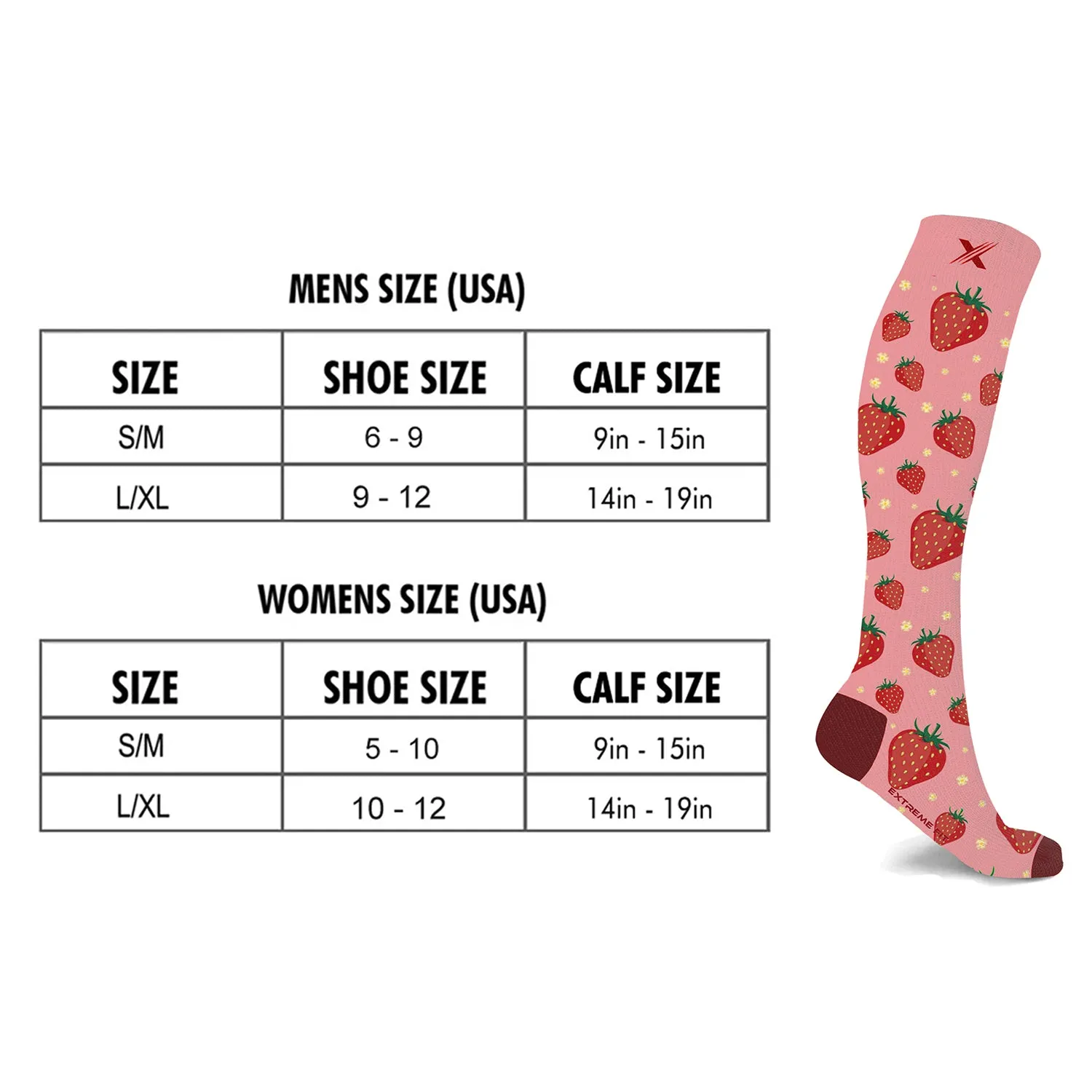 Fruity Fun Knee High Compression Socks (3 Pairs)