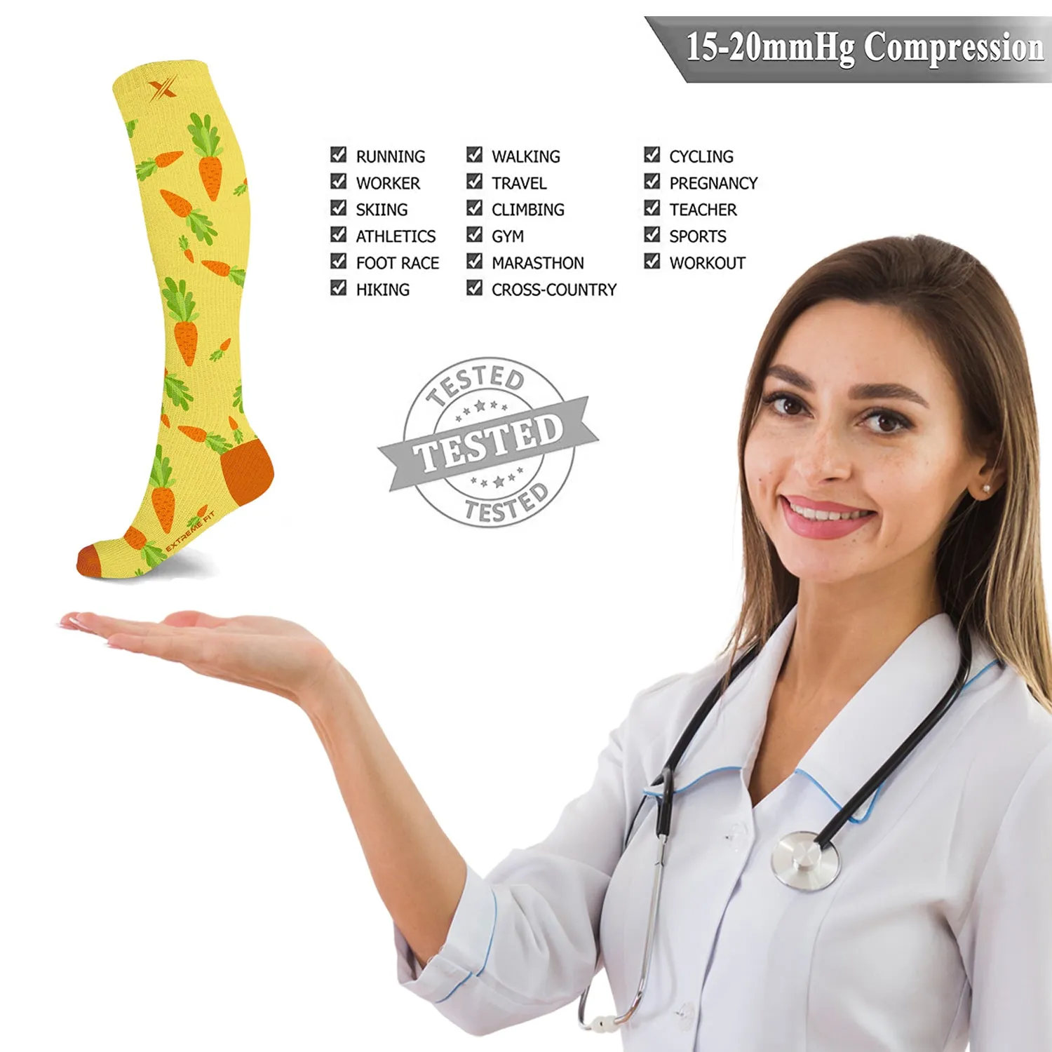 Fruity Fun Knee High Compression Socks (3 Pairs)