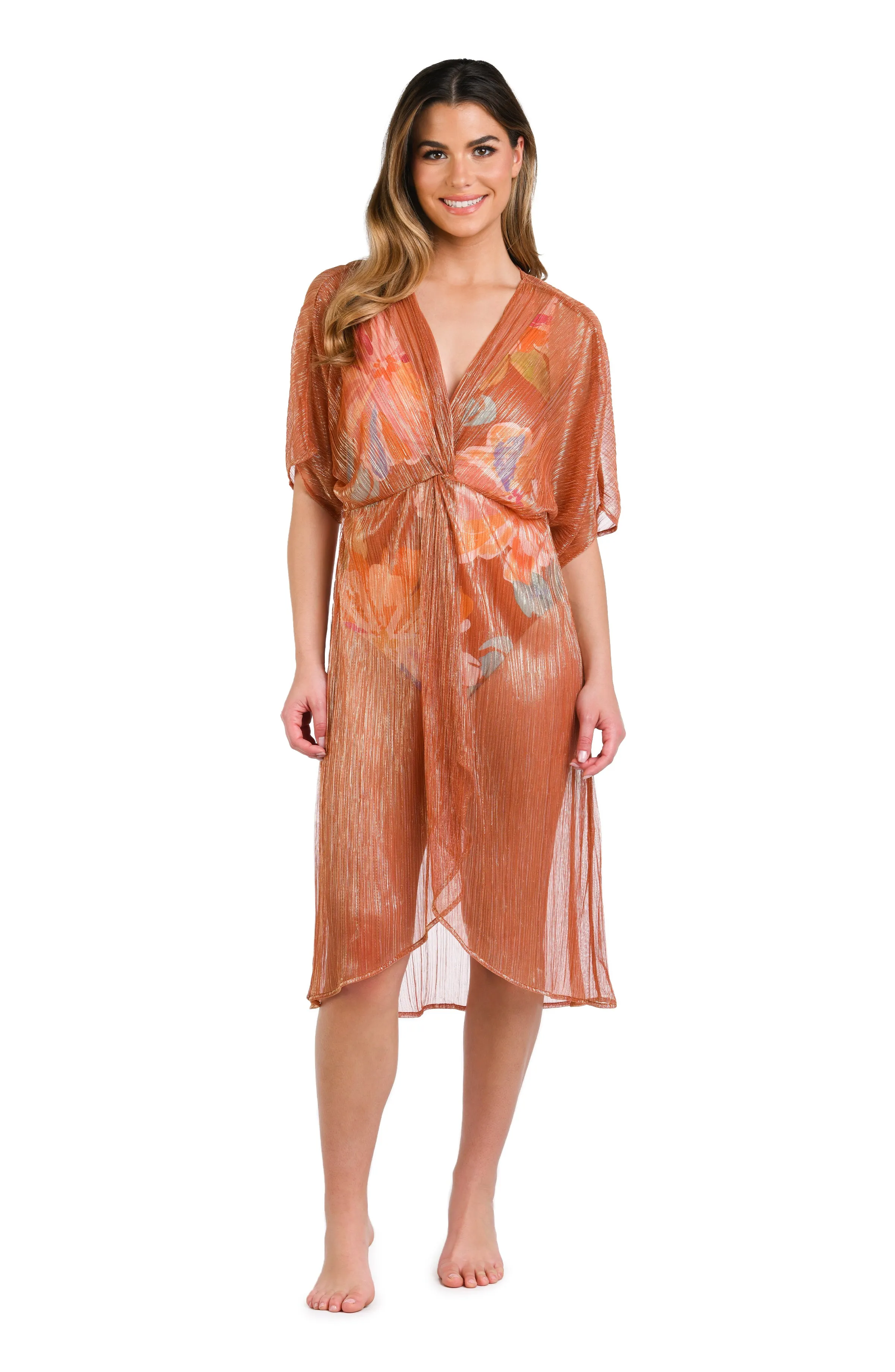 Golden Hour Twist Wrap Midi Dress Cover Up