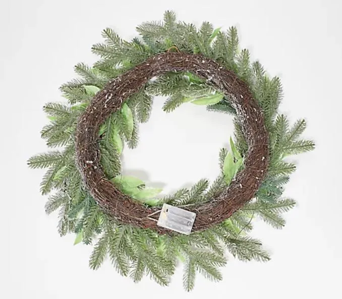 Home Reflections 24" Frosted Greenery Wreath