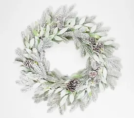 Home Reflections 24" Frosted Greenery Wreath