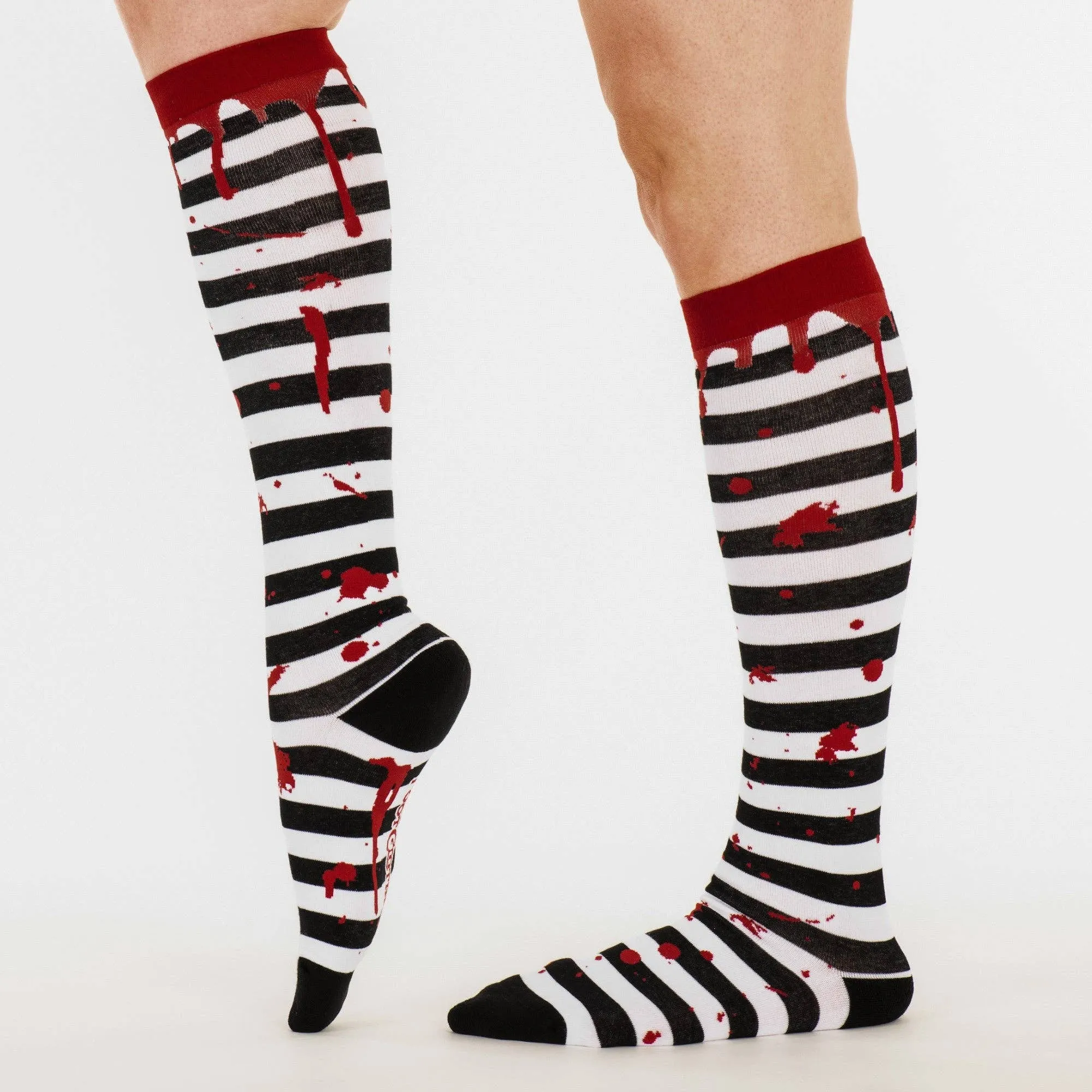 Instant Shipping! Sanguine Stripes Blood Spatter Knee High Socks