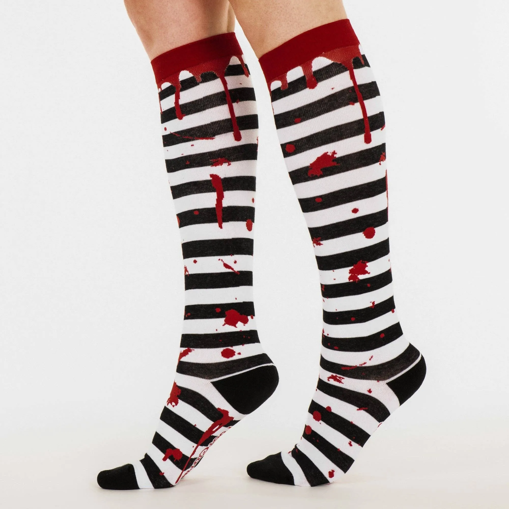 Instant Shipping! Sanguine Stripes Blood Spatter Knee High Socks