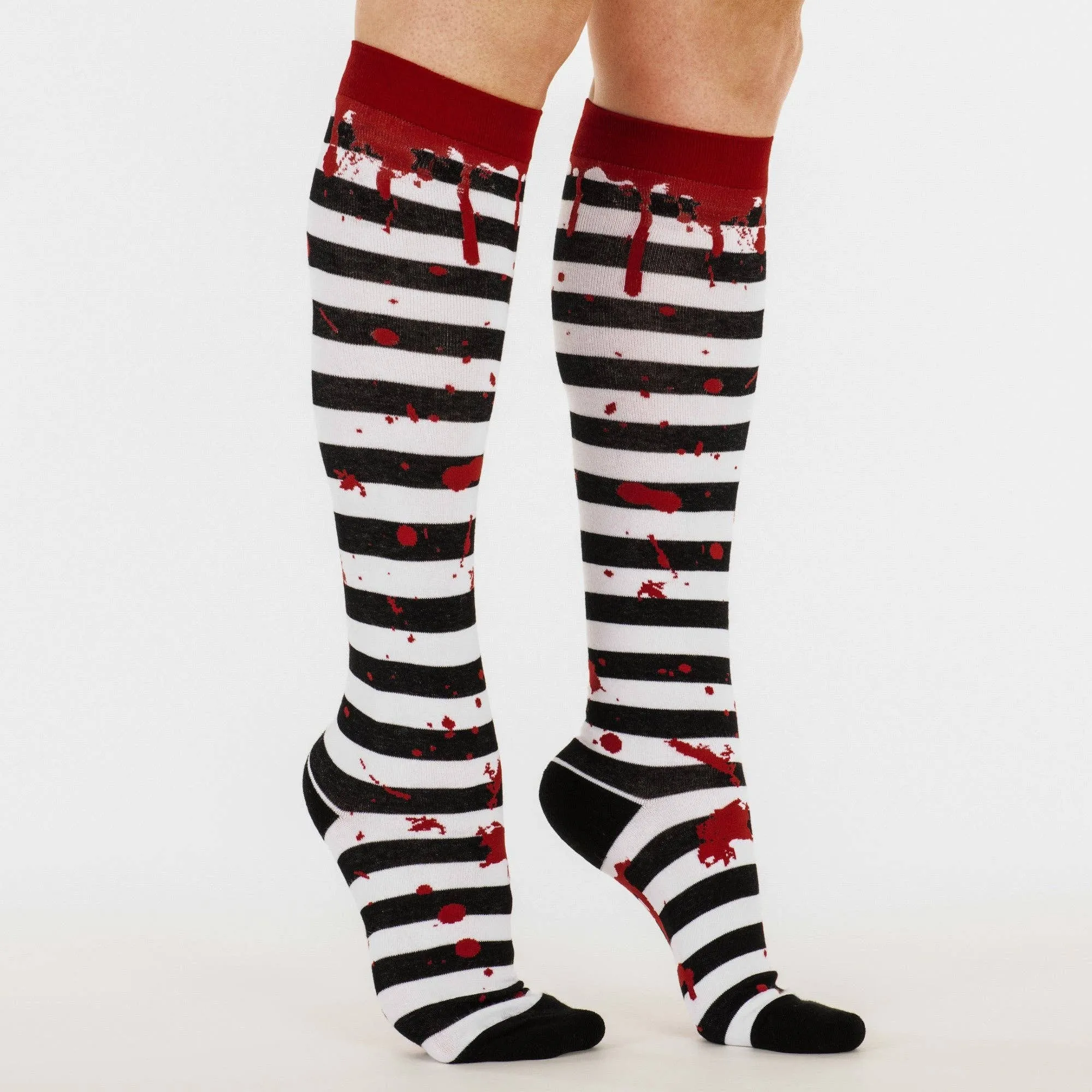 Instant Shipping! Sanguine Stripes Blood Spatter Knee High Socks