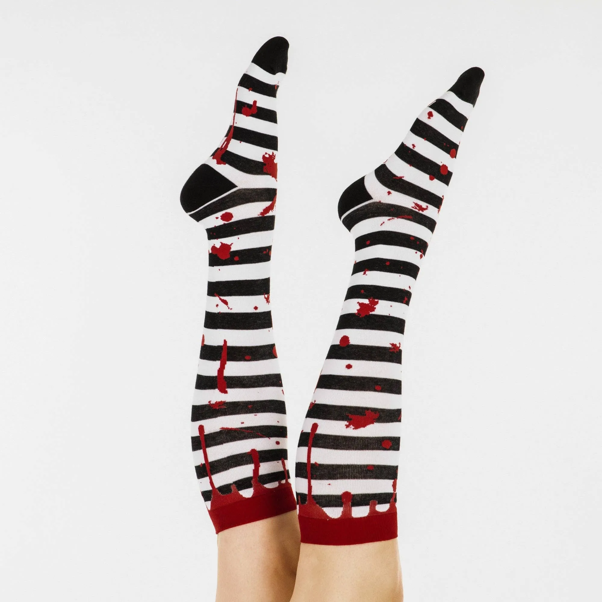 Instant Shipping! Sanguine Stripes Blood Spatter Knee High Socks