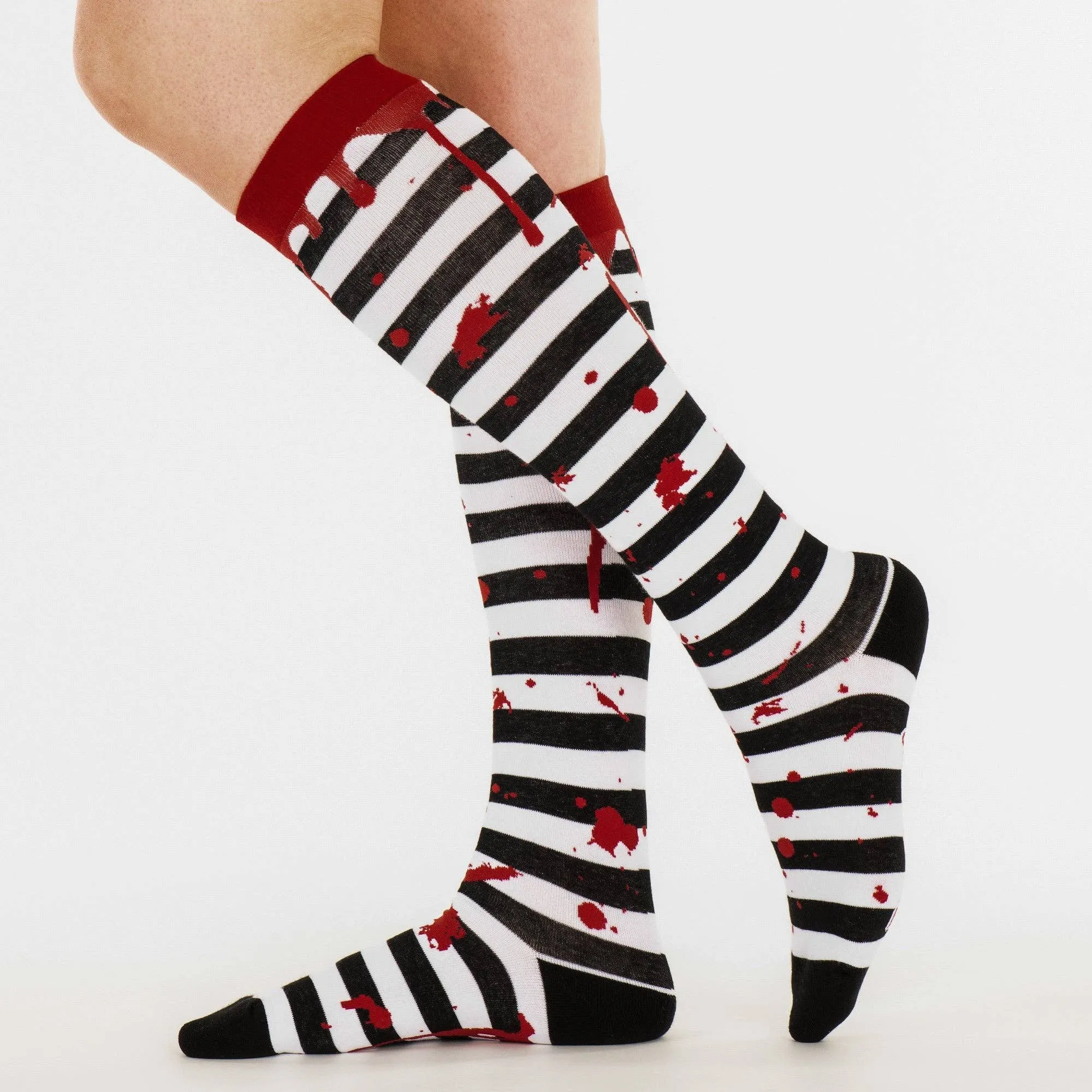 Instant Shipping! Sanguine Stripes Blood Spatter Knee High Socks