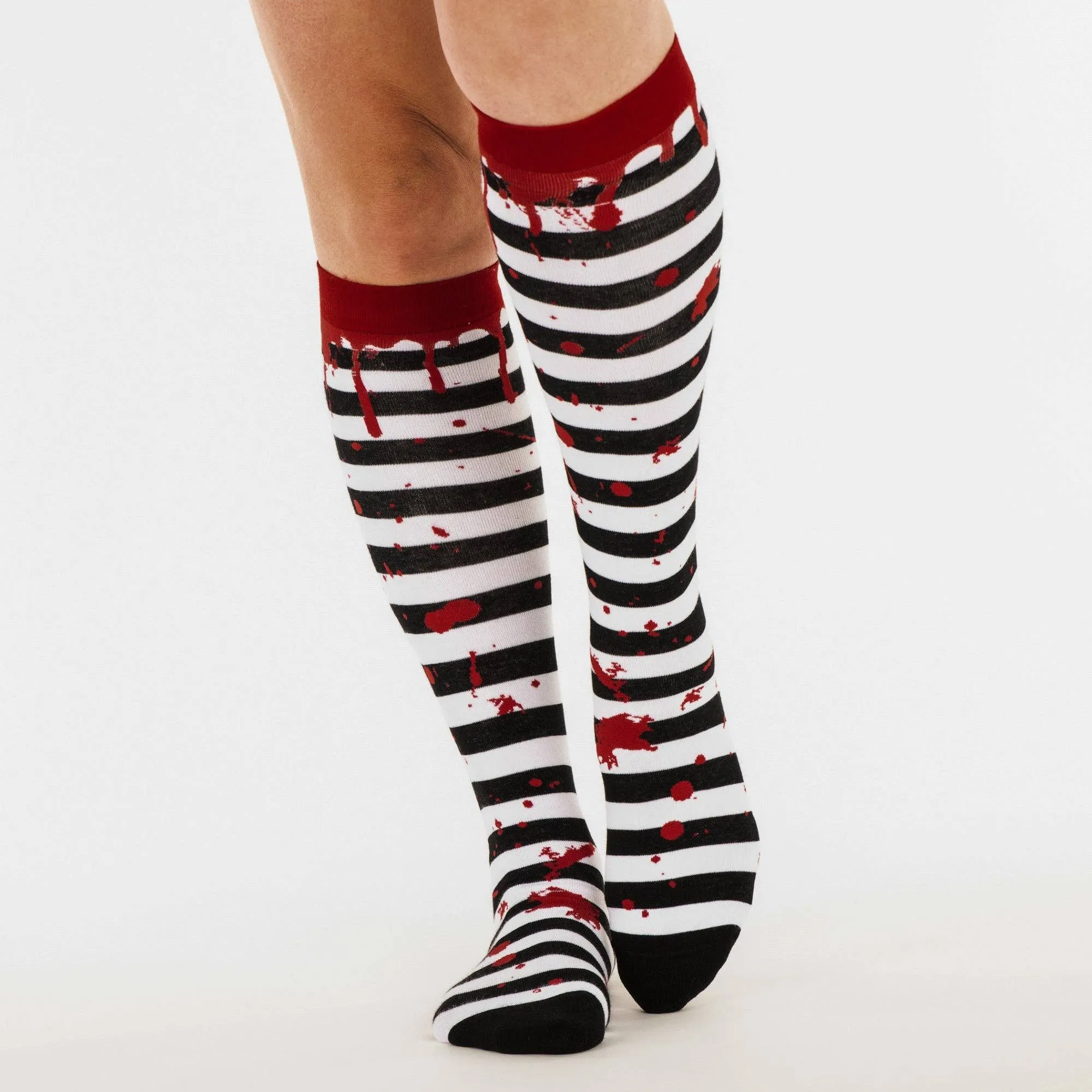 Instant Shipping! Sanguine Stripes Blood Spatter Knee High Socks