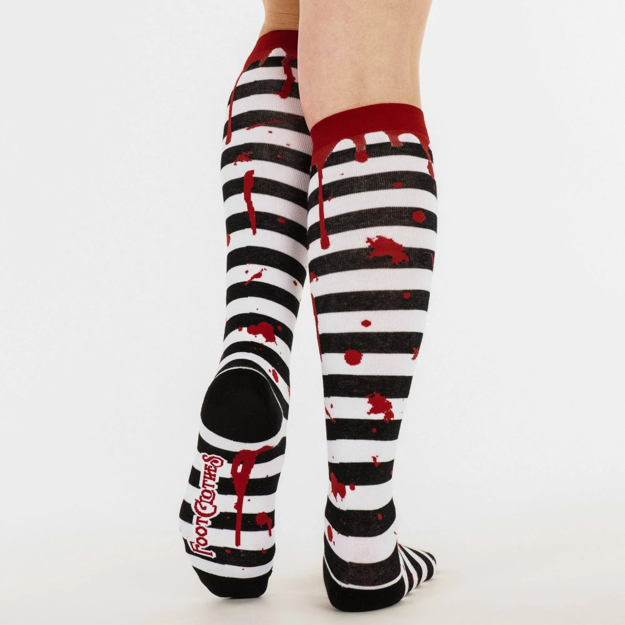 Instant Shipping! Sanguine Stripes Blood Spatter Knee High Socks