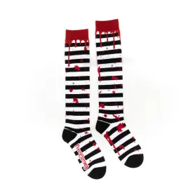 Instant Shipping! Sanguine Stripes Blood Spatter Knee High Socks