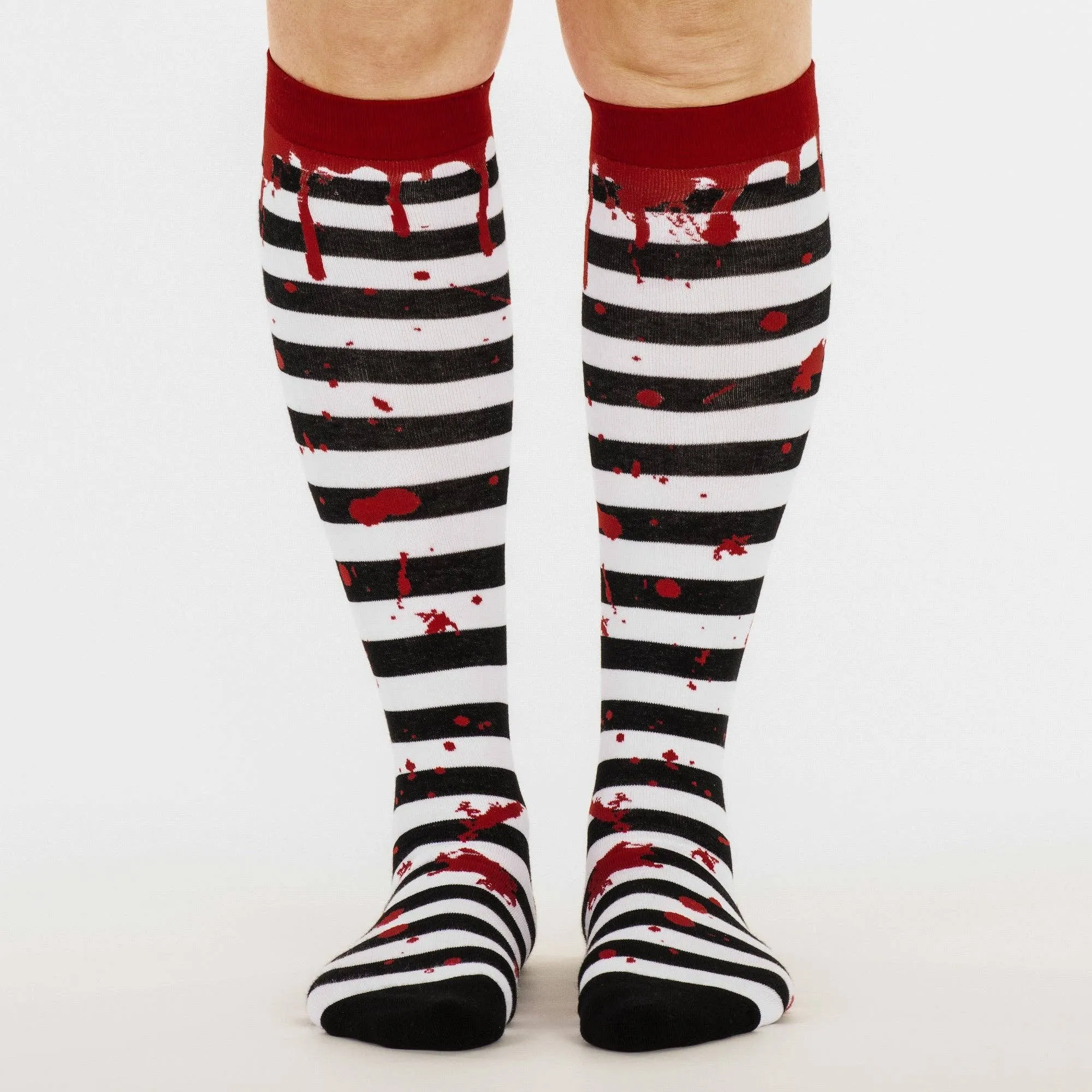 Instant Shipping! Sanguine Stripes Blood Spatter Knee High Socks