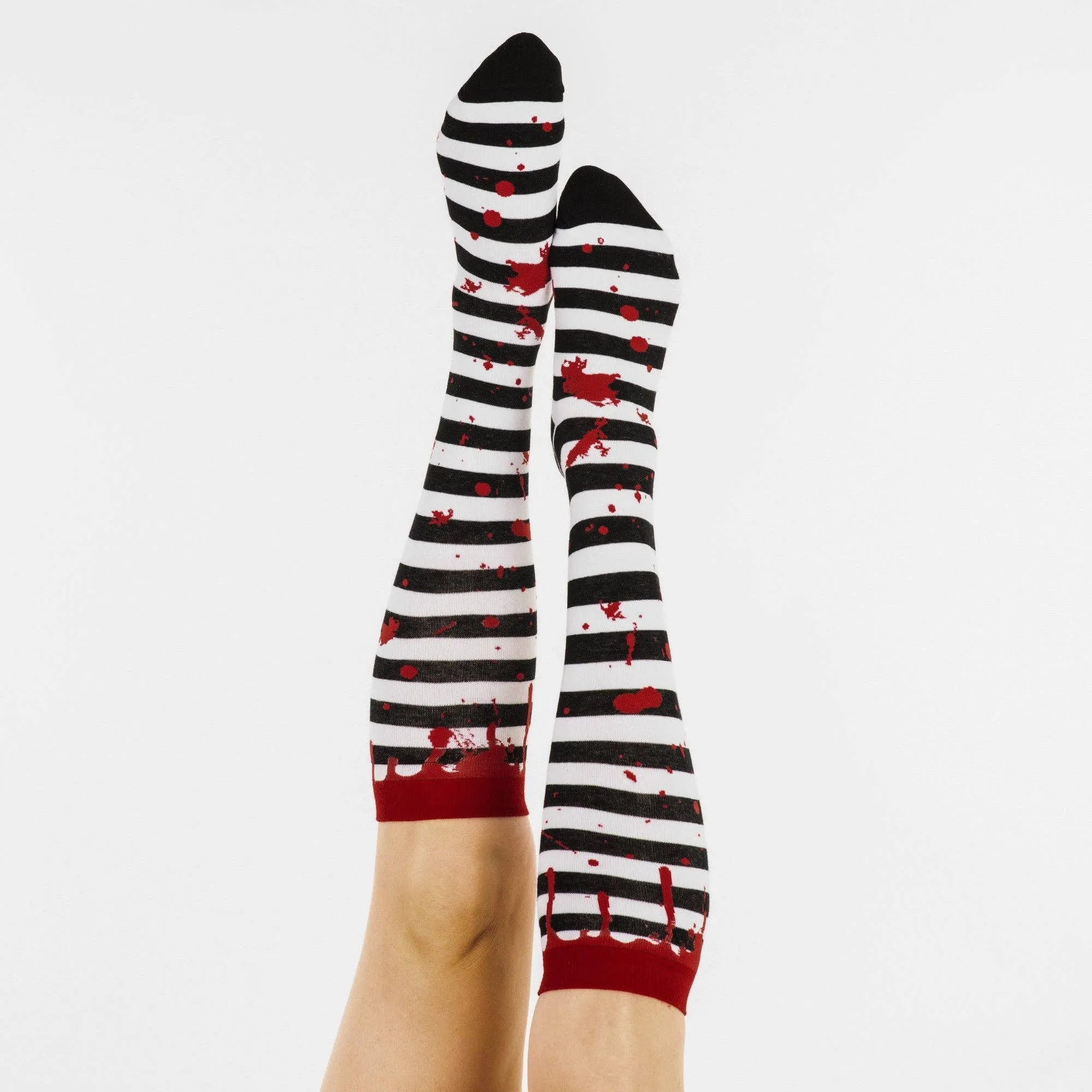 Instant Shipping! Sanguine Stripes Blood Spatter Knee High Socks