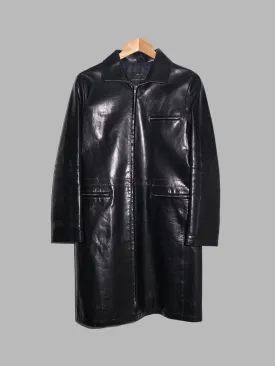 Jean Colonna shiny black high neck zipped leather coat