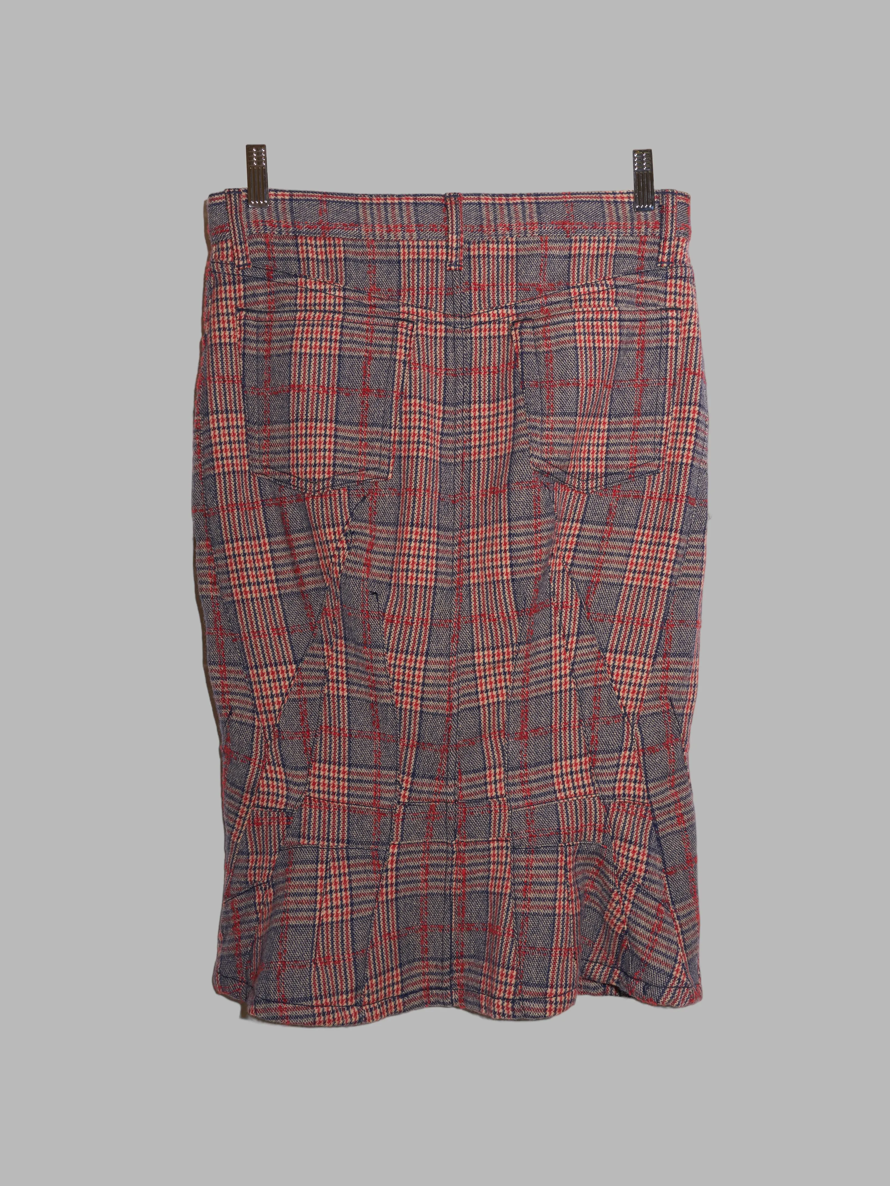 Junya Watanabe Comme des Garcons winter 2004 red wool plaid panelled skirt