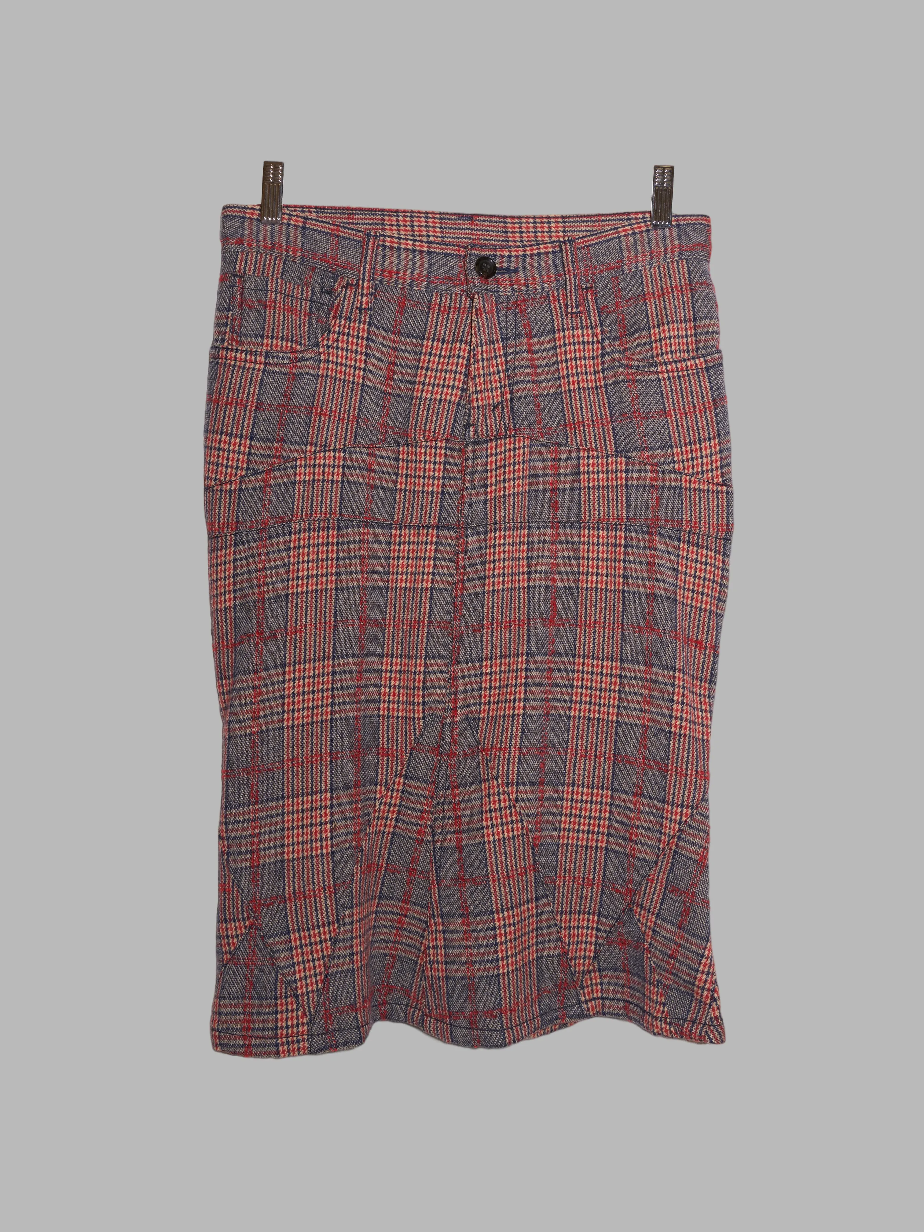 Junya Watanabe Comme des Garcons winter 2004 red wool plaid panelled skirt