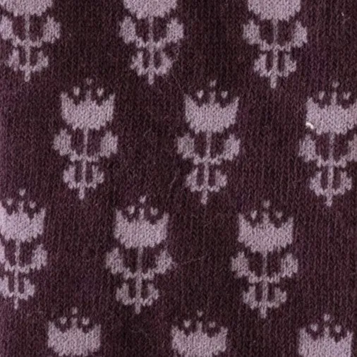 knee socks | mauve floral | organic cotton jacquard