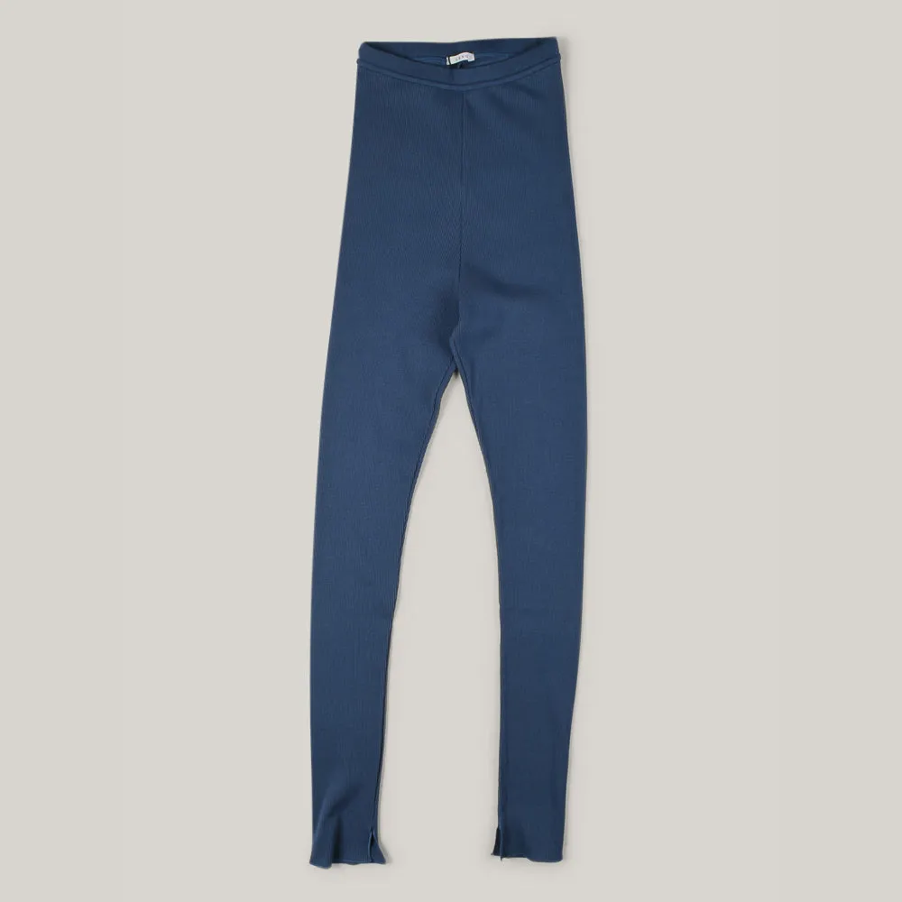 LENO COTTON RIB LEGGINGS - BLUE