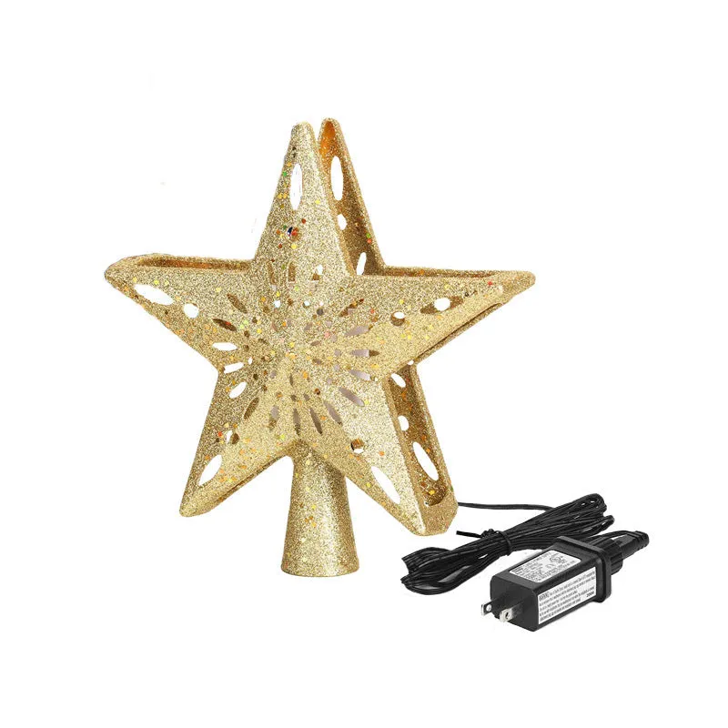 Lighted Silver Snow Star Christmas Tree Topper