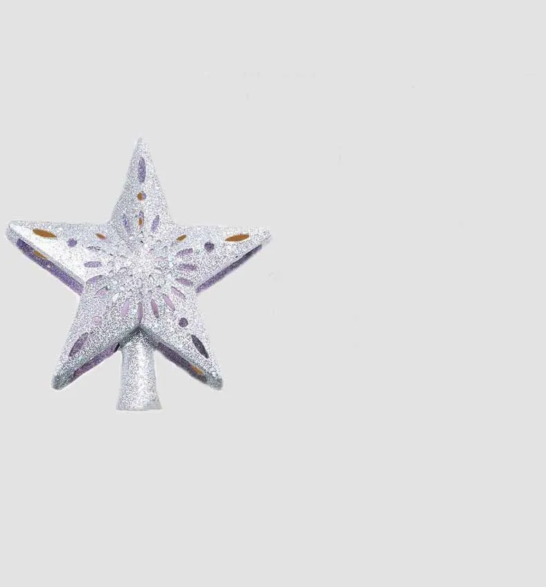 Lighted Silver Snow Star Christmas Tree Topper