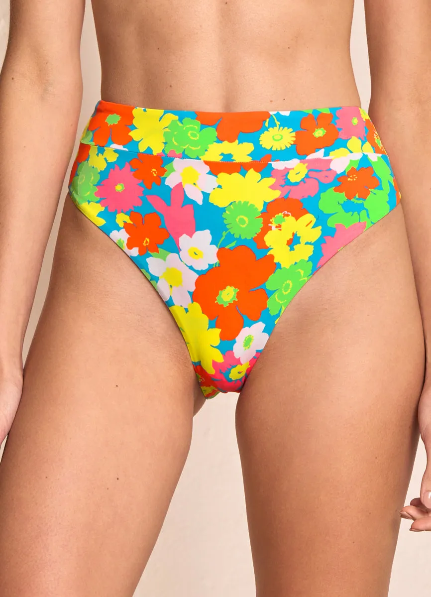 Maaji 90S Floral Suzy Q High Rise/High Leg Bikini Bottom