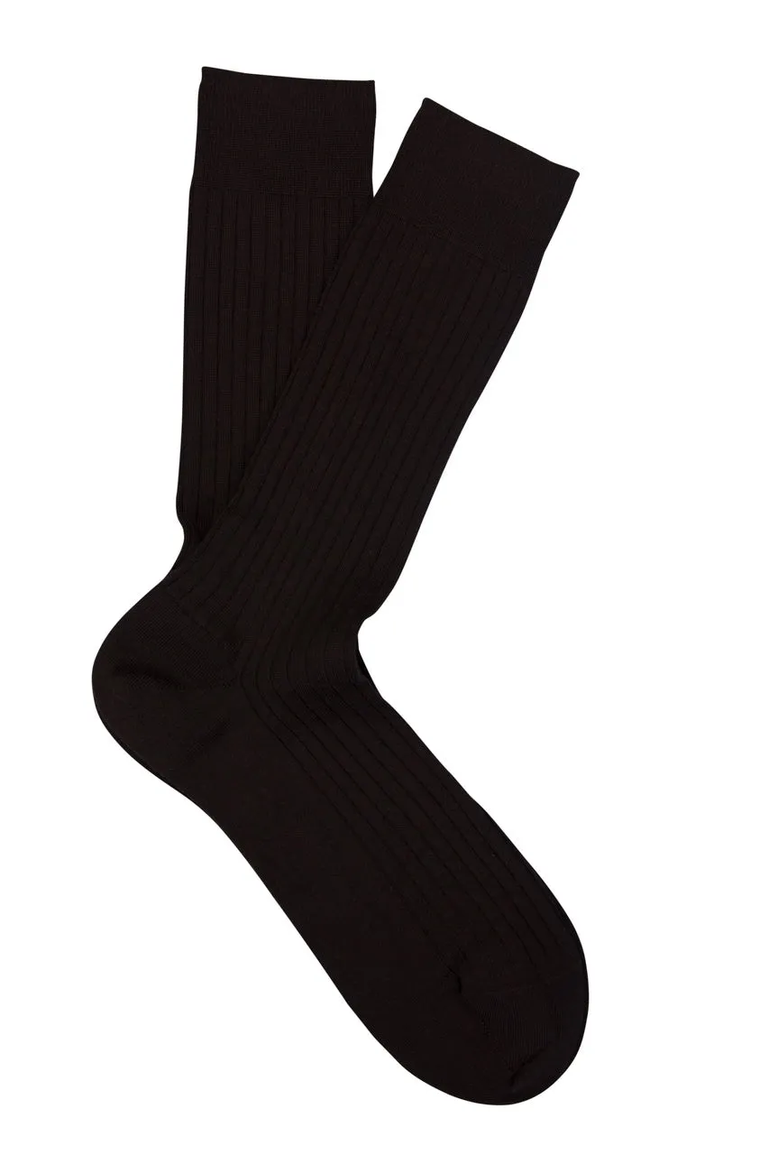 Marcoliani Chocolate Mid Calf Merino Dress Socks