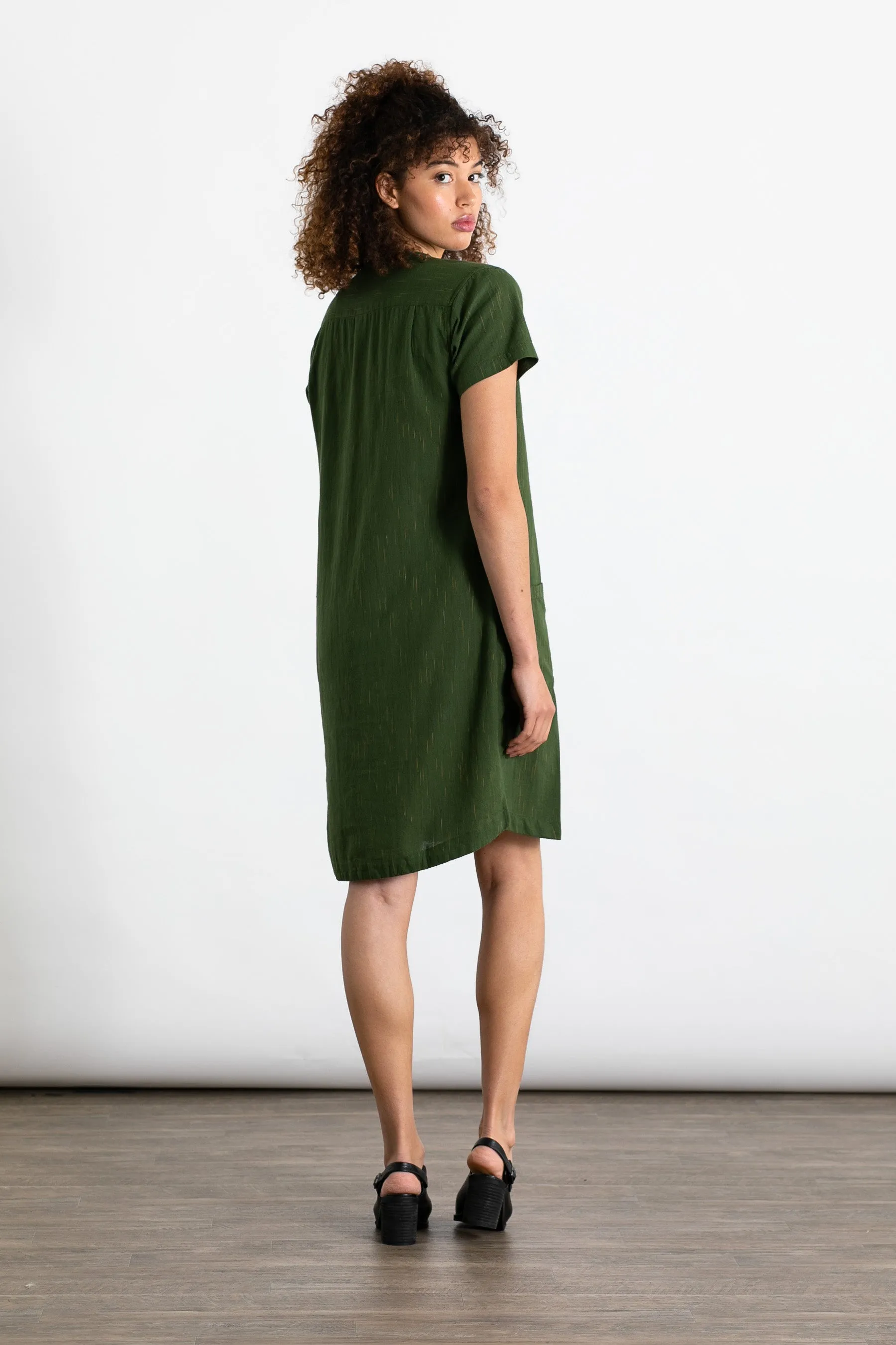 Mariam Shift Dress / Olive Space Dye