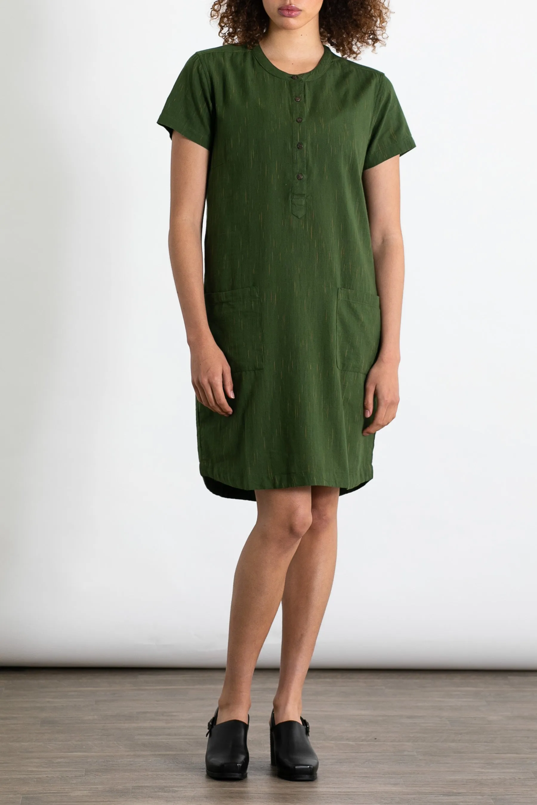 Mariam Shift Dress / Olive Space Dye