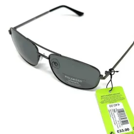 Mens Polarised Sunglasses Black Metal Frame Grey Lens Boots 1031