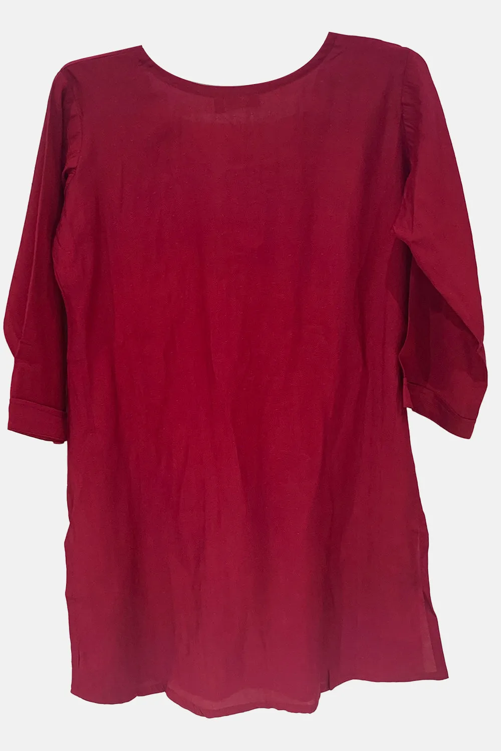 Mythri Women's Top with U-neck 3/4th Sleeves - Mauve - E018