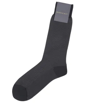 Navy Bird's Eye Egyptian Cotton Mid calf Sock