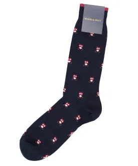 Navy Owls Cotton Sock - Mid Calf