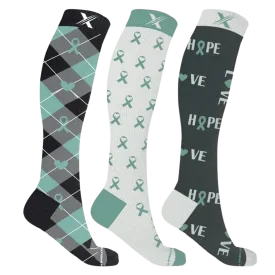 Ovarian Cancer Awareness - Love & Hope Socks (3-Pairs)