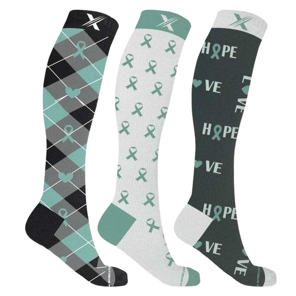 Ovarian Cancer Awareness - Love & Hope Socks (3-Pairs)