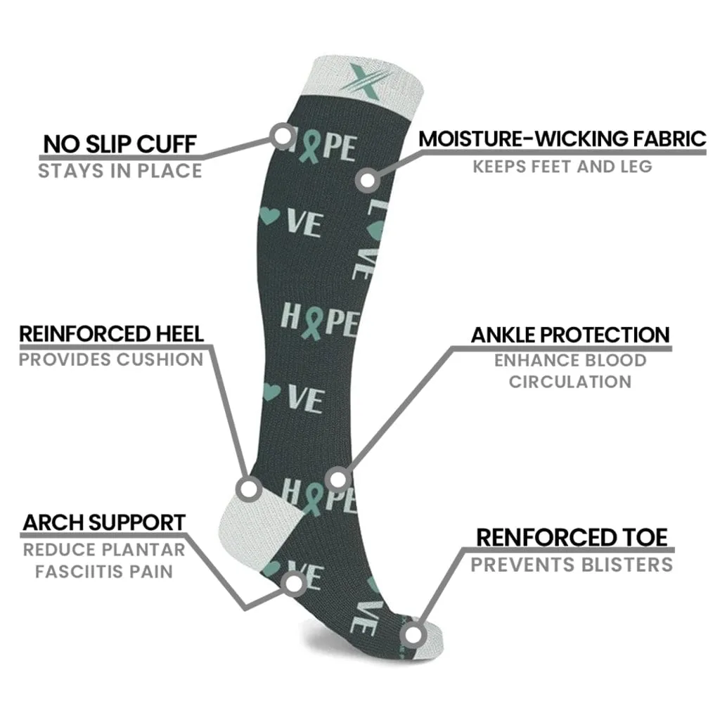 Ovarian Cancer Awareness - Love & Hope Socks (3-Pairs)