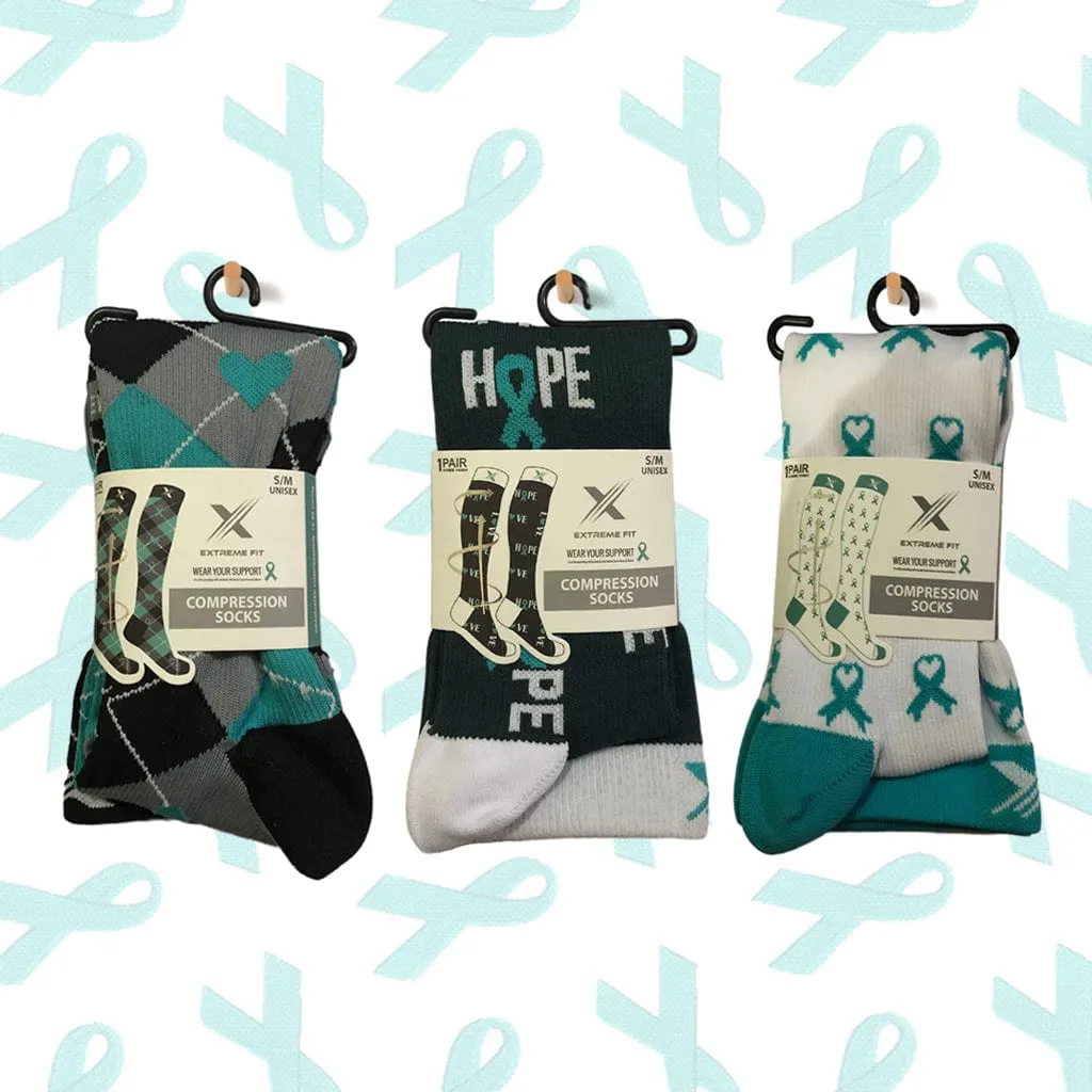 Ovarian Cancer Awareness - Love & Hope Socks (3-Pairs)