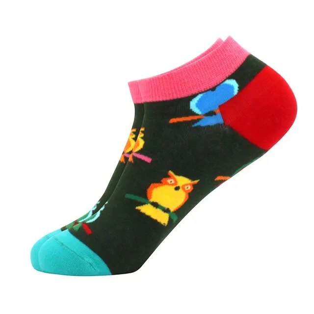 Owl Pattern Ankle Socks (Adult Medium - Women's Shoe Sizes 5-10)