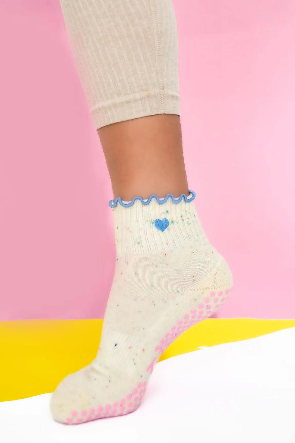 Pastel Ankle Frill Grippy Socks