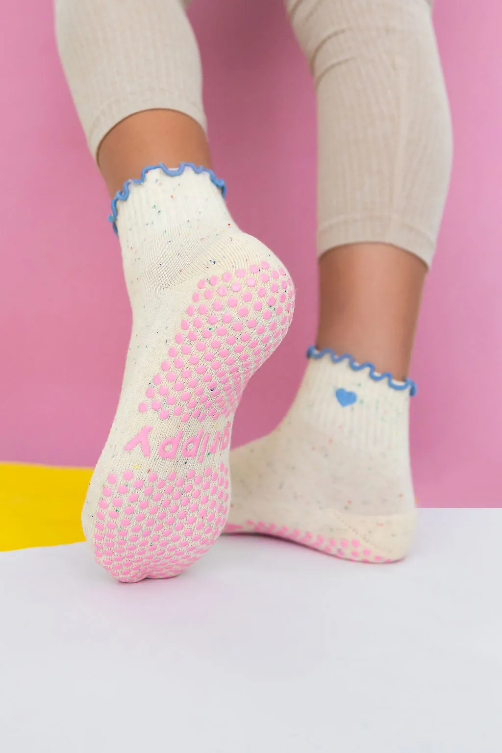 Pastel Ankle Frill Grippy Socks