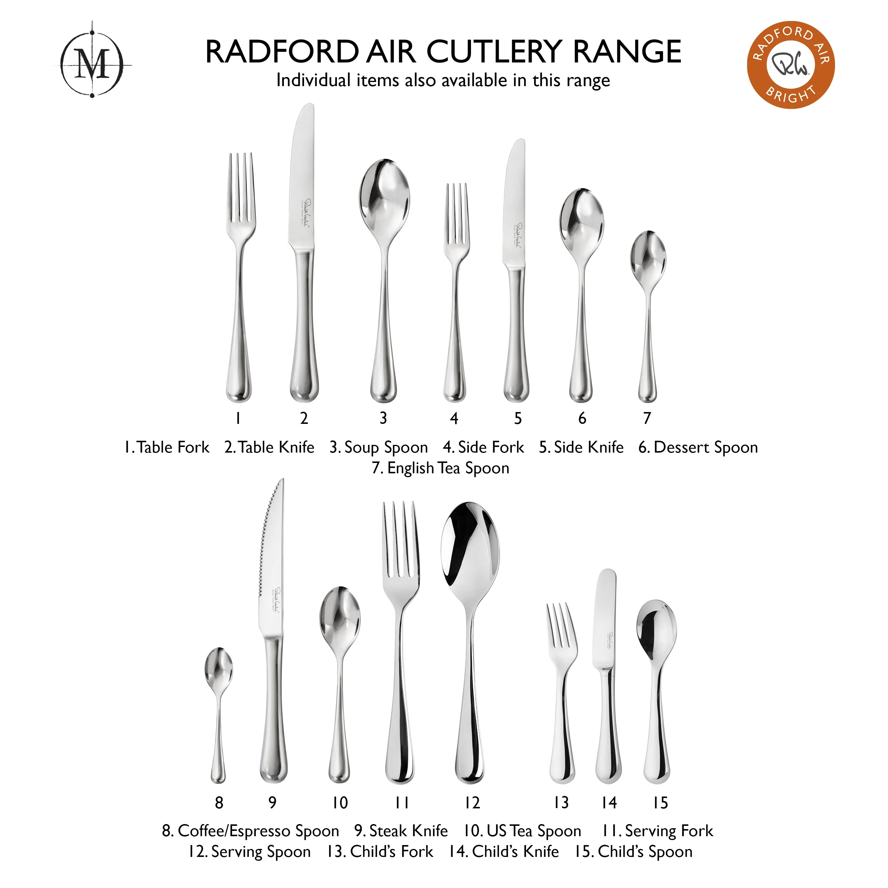 Radford Air Bright Children's Cutlery Set, 3 Piece