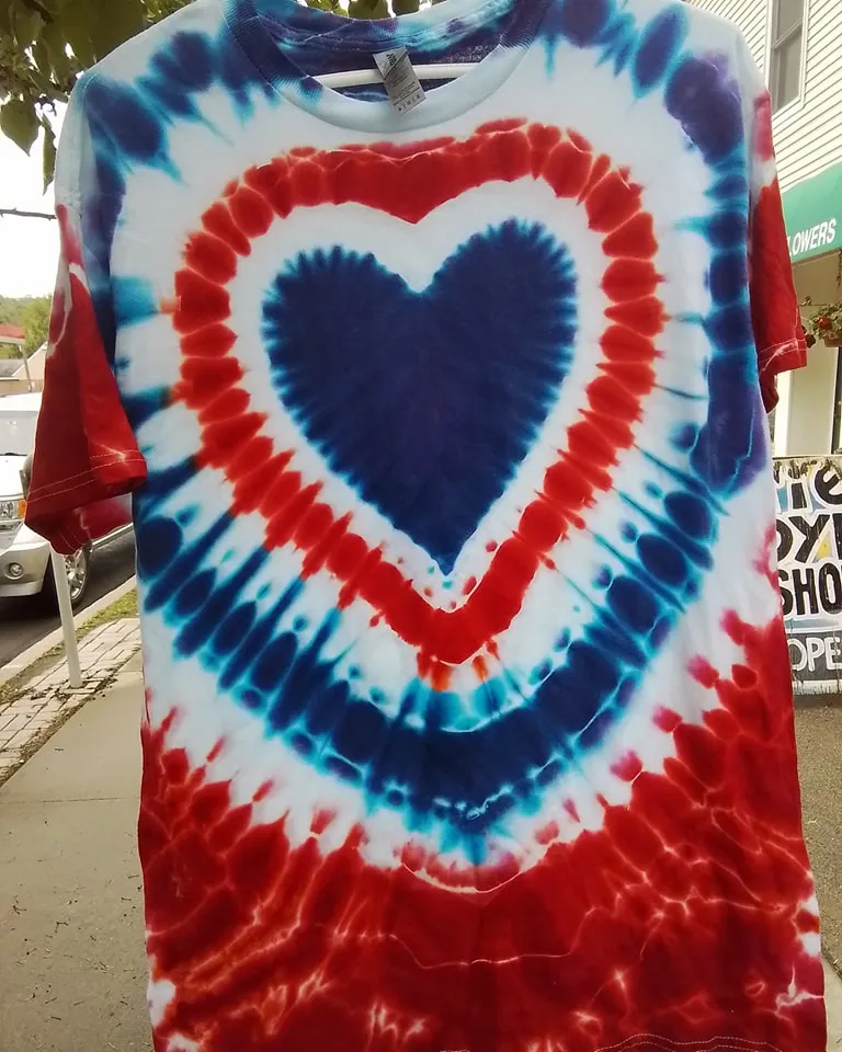 Red White & Blue Heart Tie-Dye