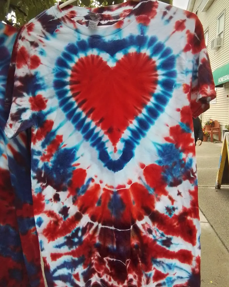 Red White & Blue Heart Tie-Dye