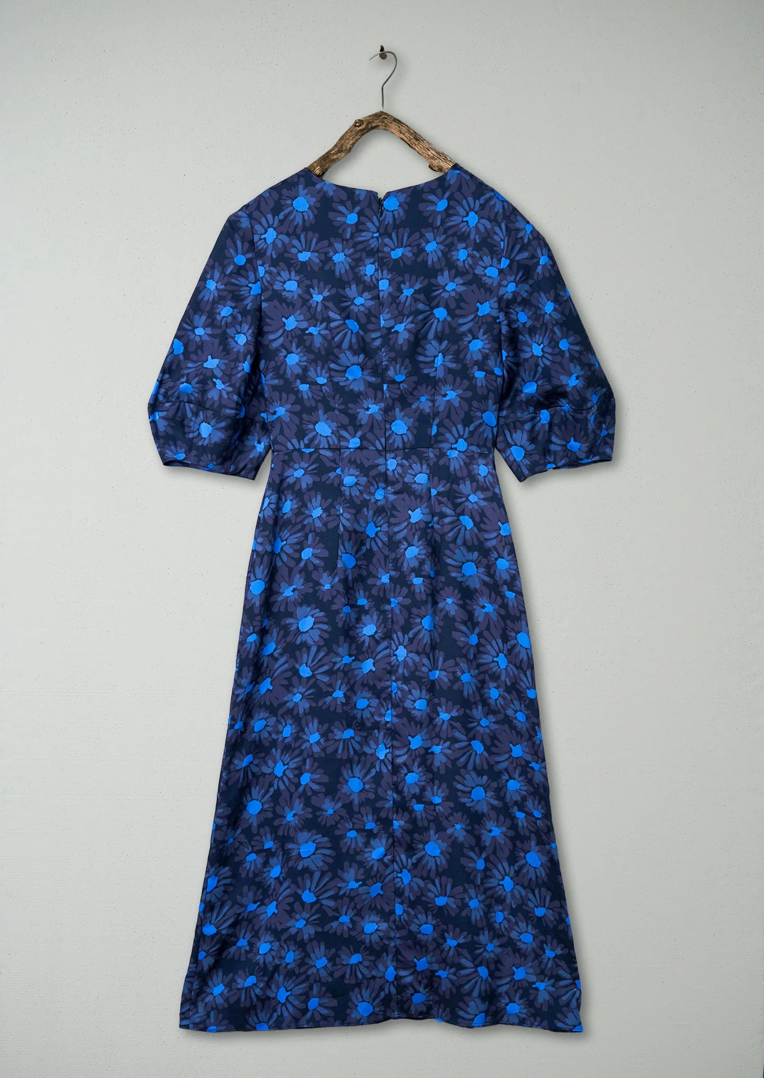 Renewed Rounded Sleeve Painted Daisy Dress Size 4 (91) | Slate/Enamel