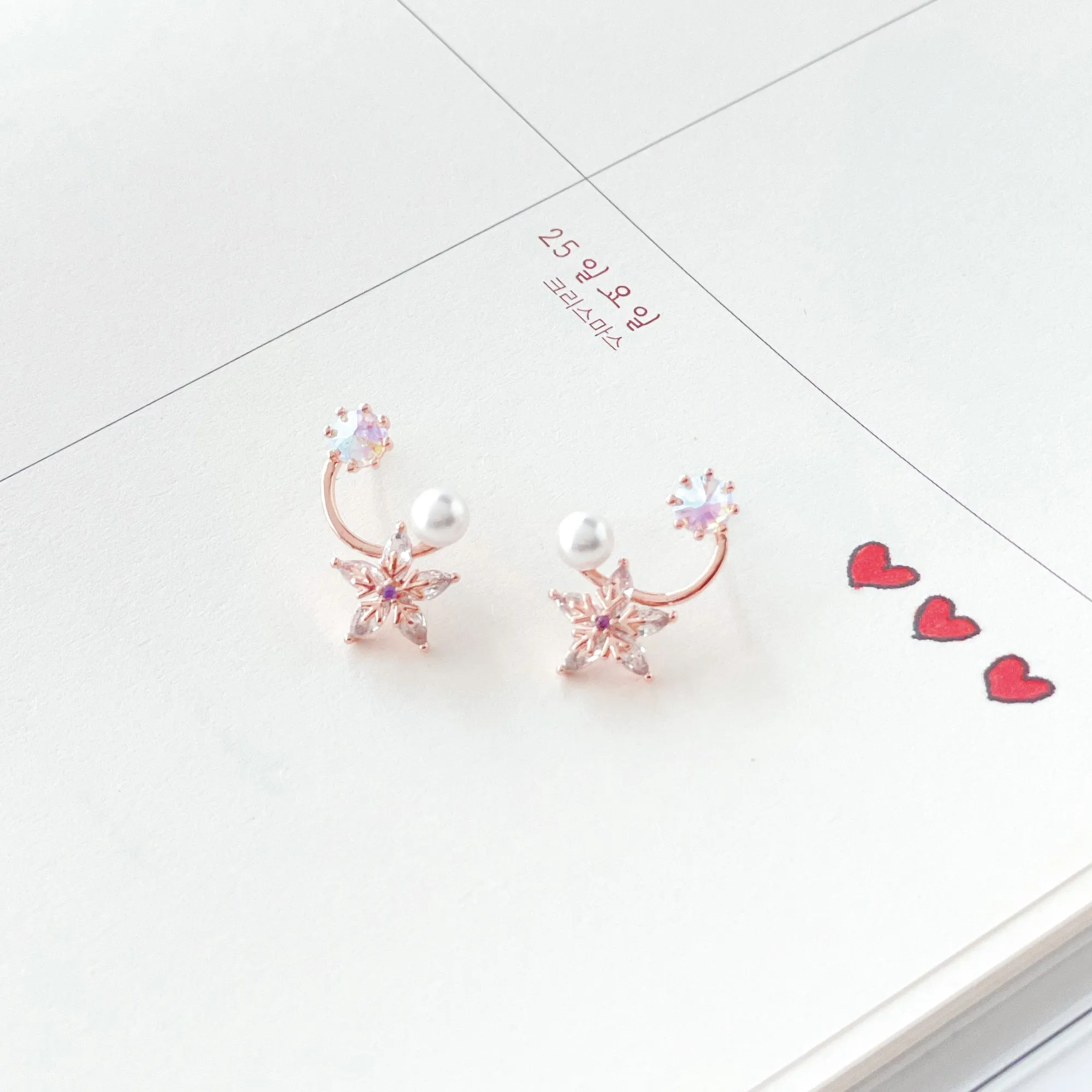 Rose Gold Snow Harmony Earrings