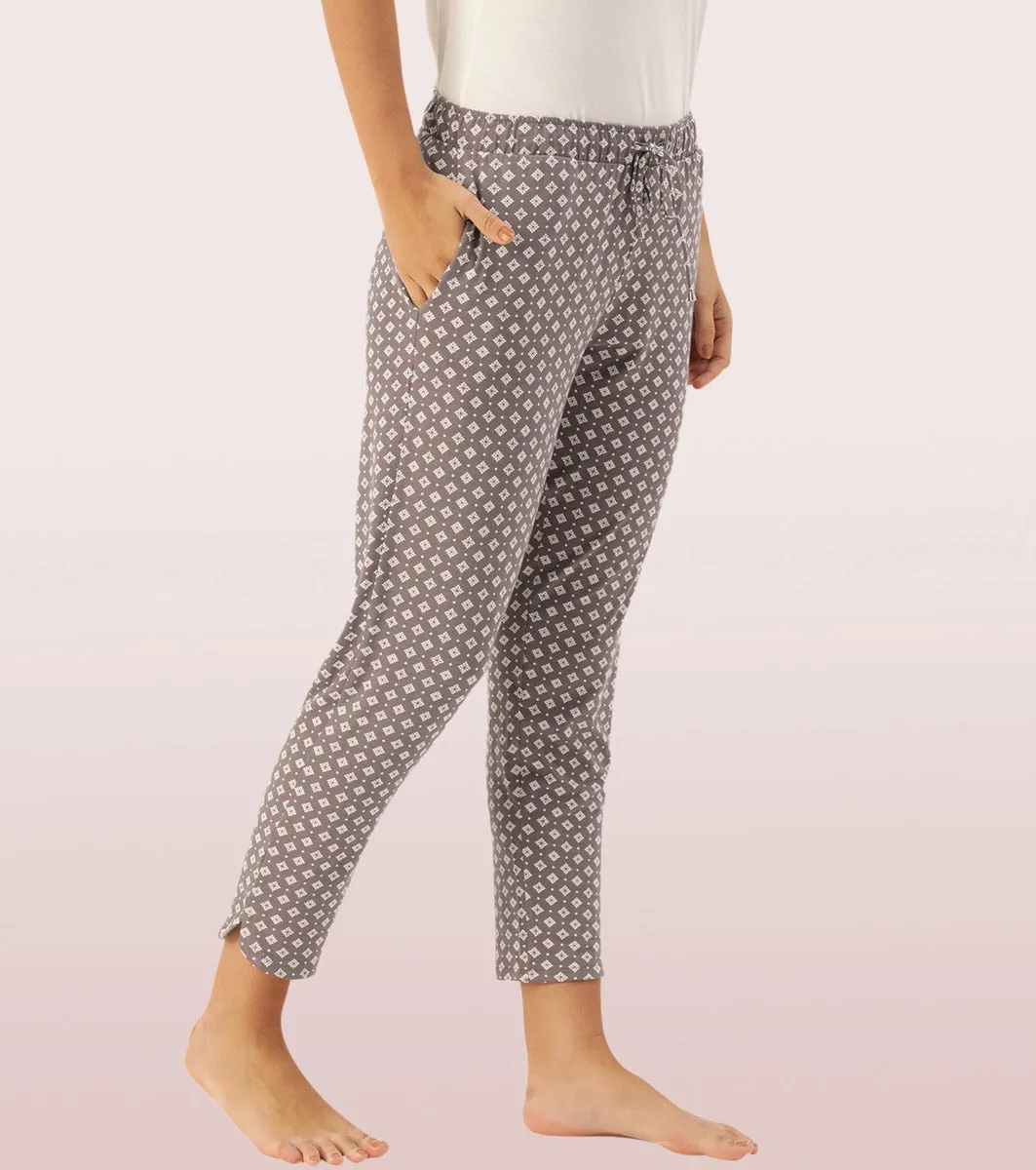 Shop-In Pants - Tapered Lounge Pants With Self Fabric Drawstring With Metal Ends