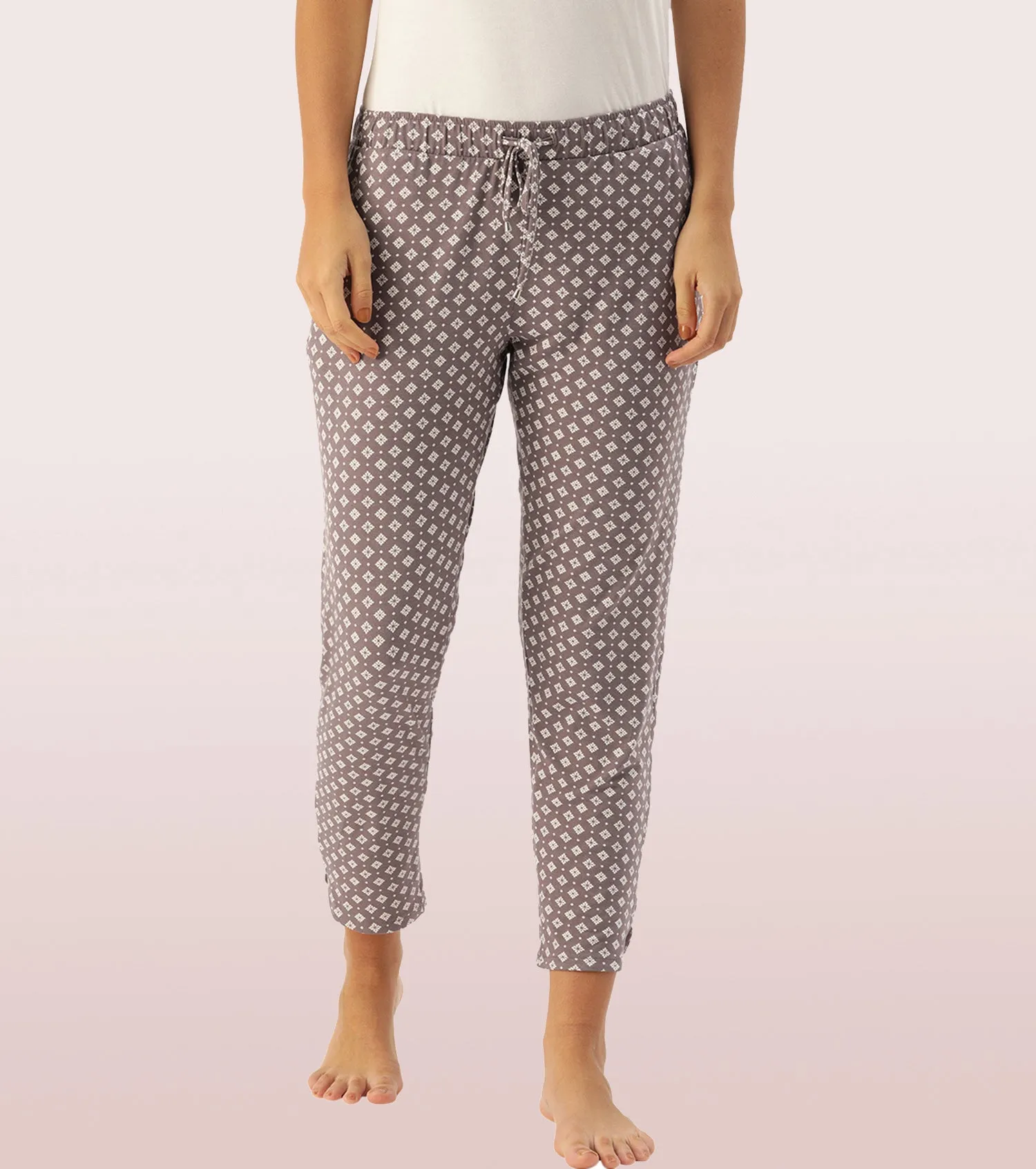 Shop-In Pants - Tapered Lounge Pants With Self Fabric Drawstring With Metal Ends