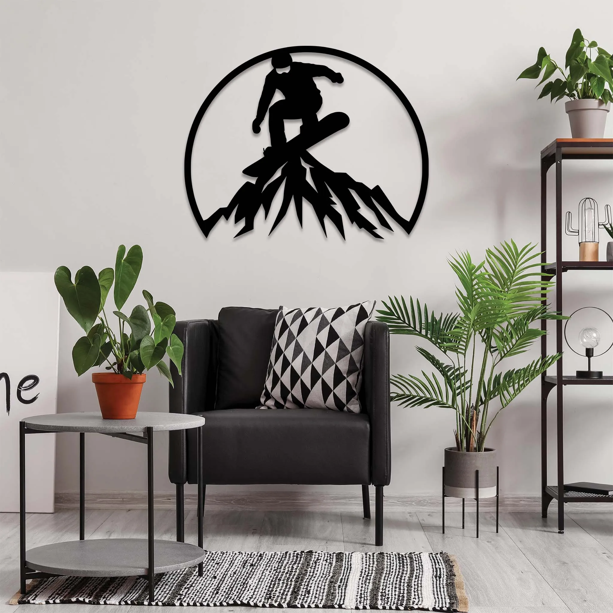 Snowboarder Mountain - Metal Wall Art