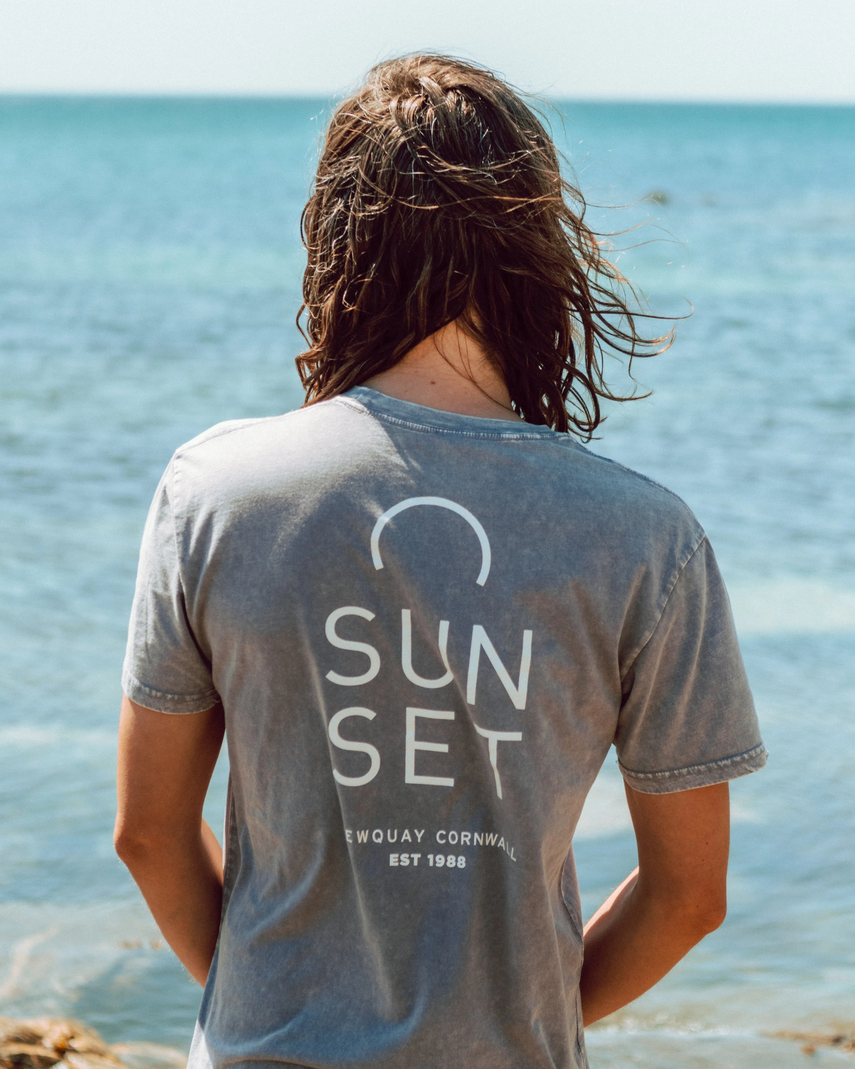 Sunset Surf Mens Tee - Pebble Grey (Pre order)