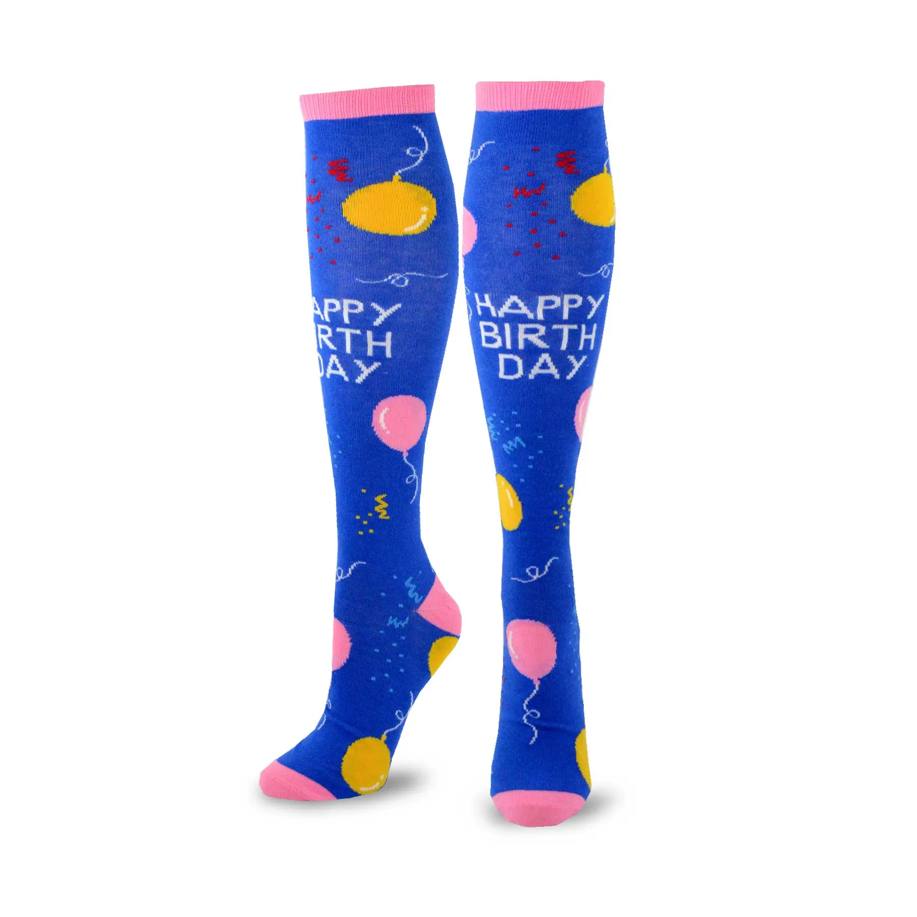 TeeHee Socks Women's Novelty Cotton Knee High Birthday 3-Pack (W1586)