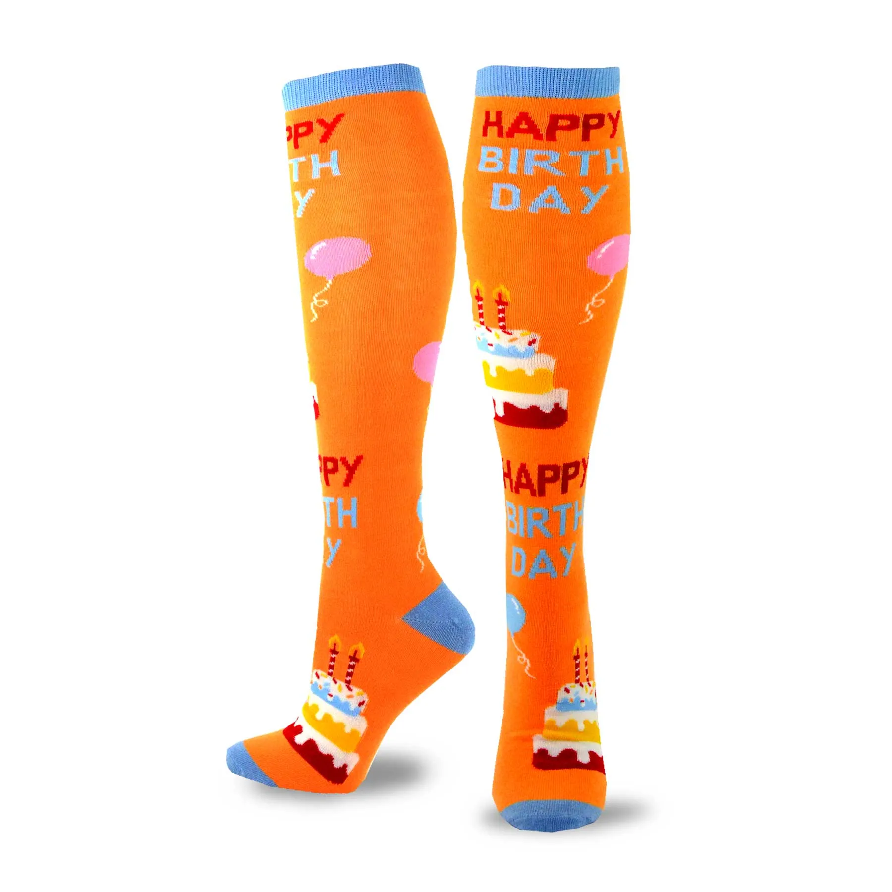 TeeHee Socks Women's Novelty Cotton Knee High Birthday 3-Pack (W1586)