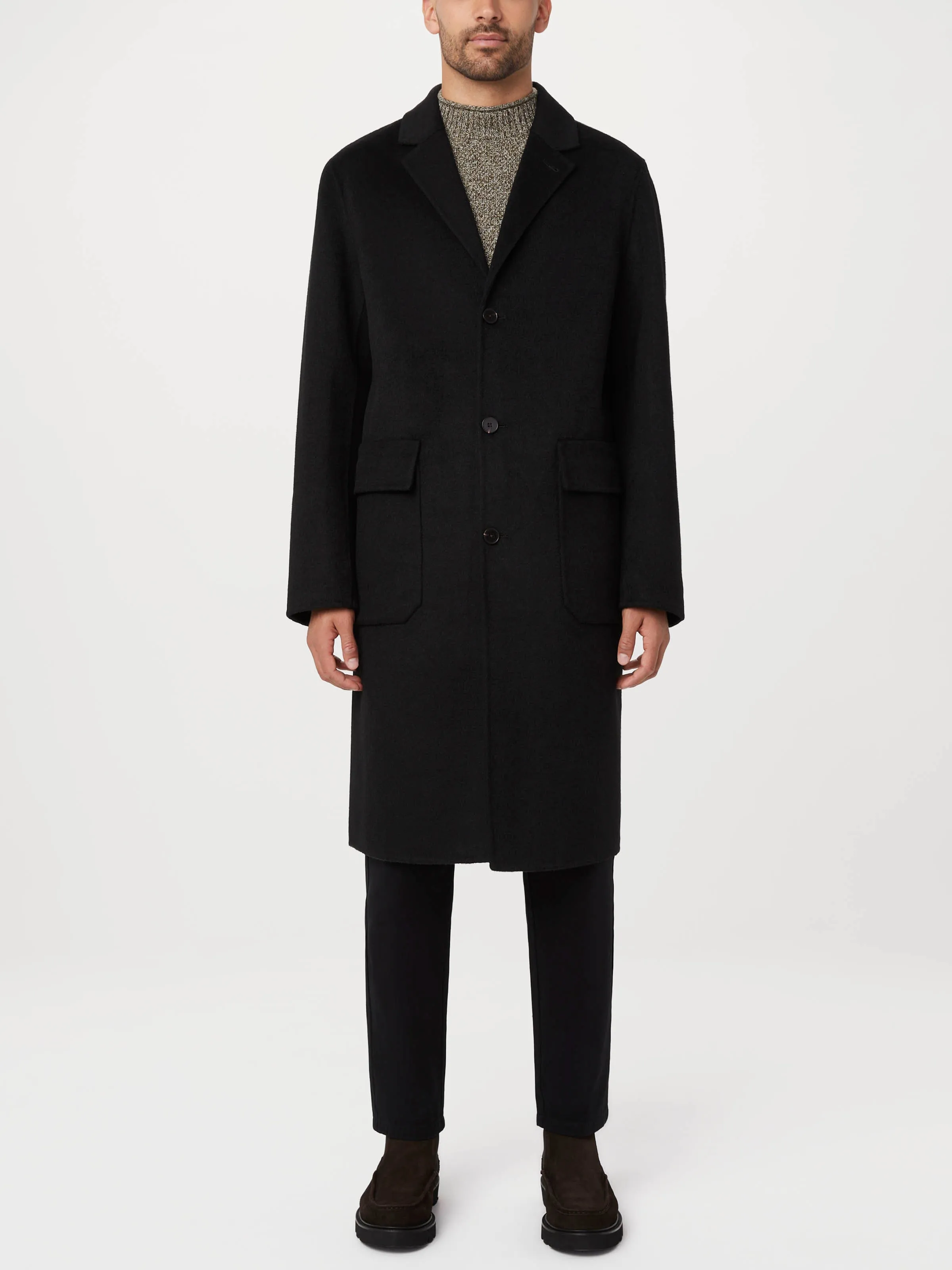 The Michel Recycled Wool Topcoat in Black